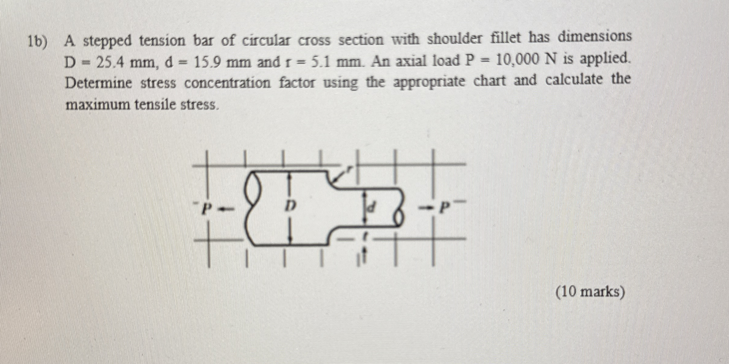 1 b ) A stepped tension bar of circular cross