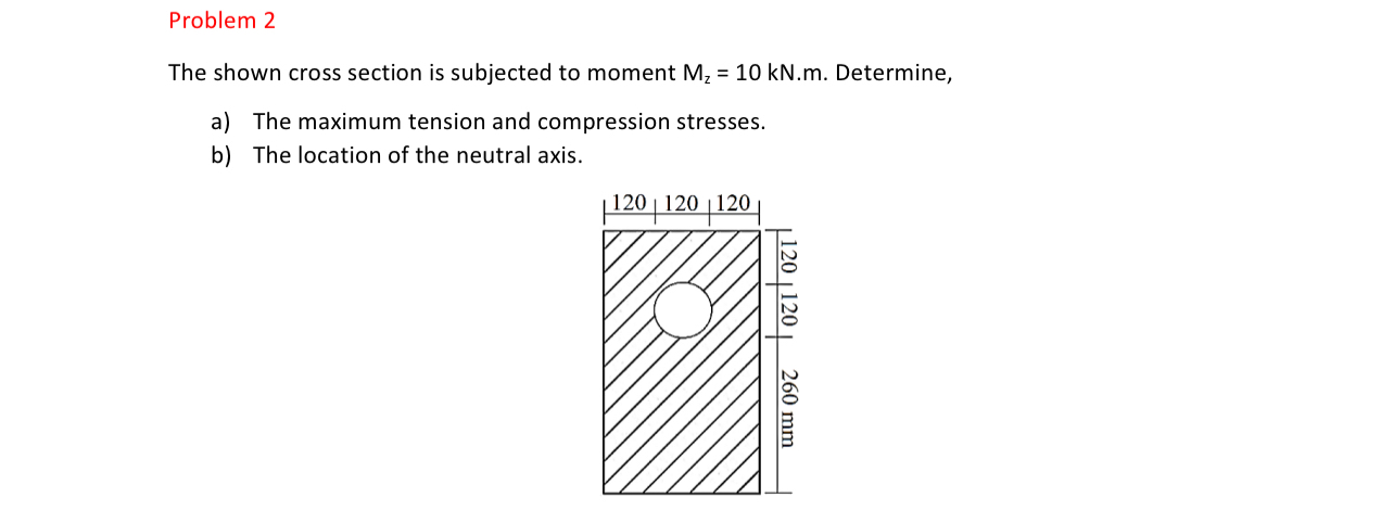 Problem 2 The shown cross section is subjected to