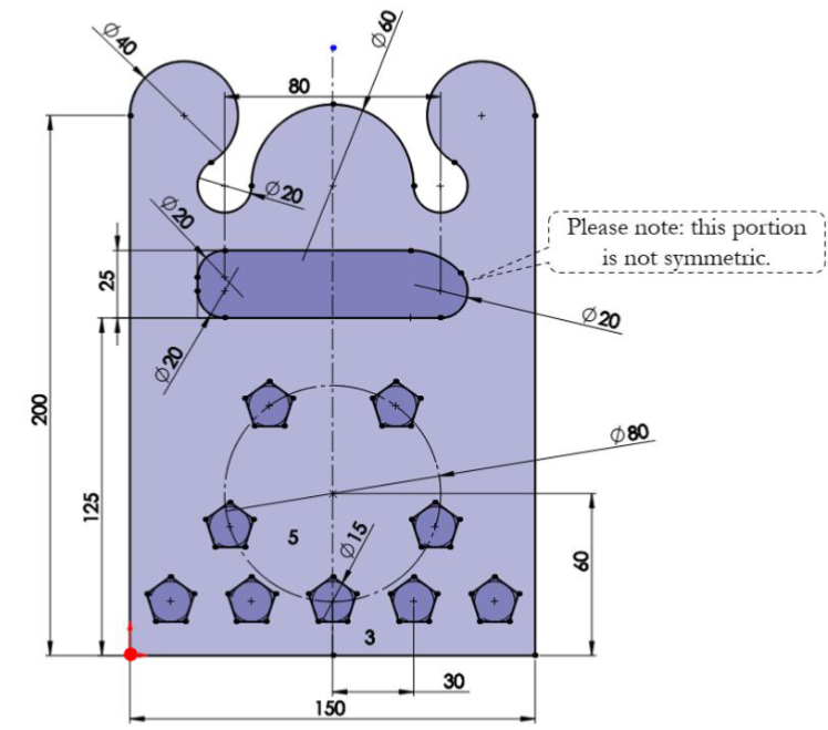 Use SolidWorks Draw a sketch as shown in the