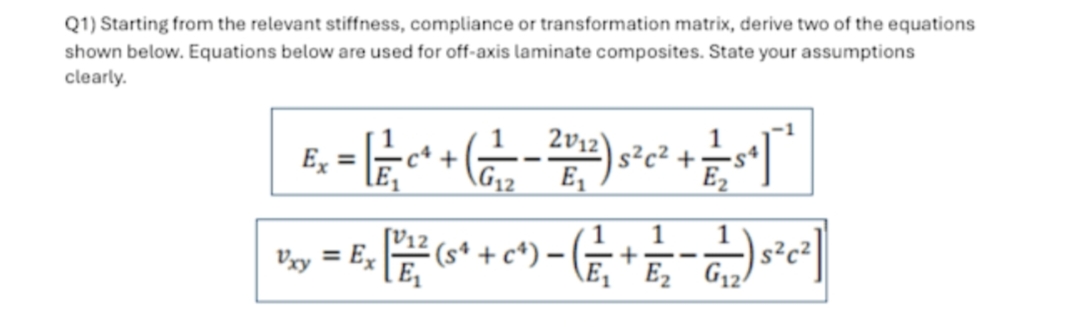 Q 1 ) Starting from the relevant stiffness,