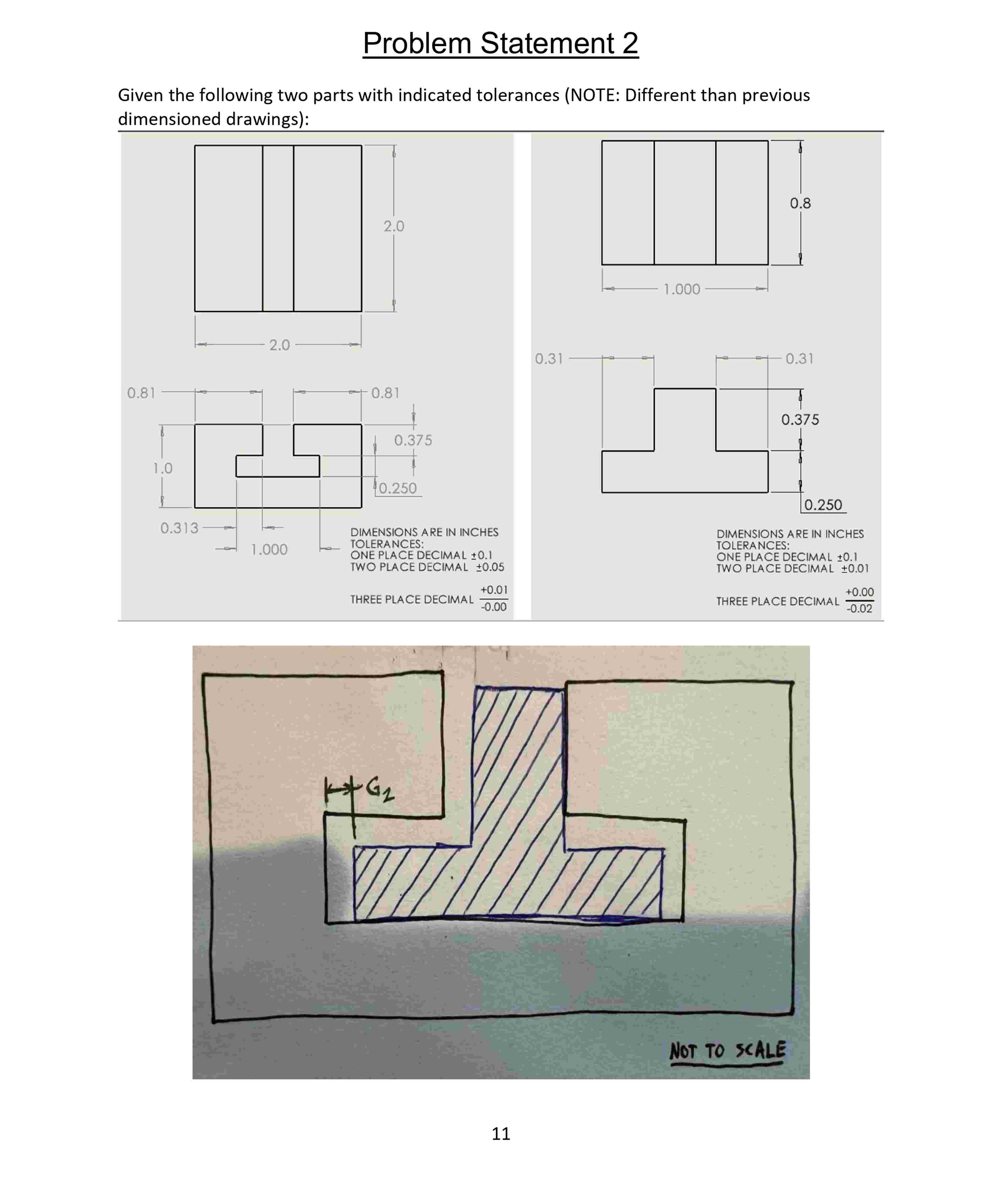 Given the following two parts with indicated