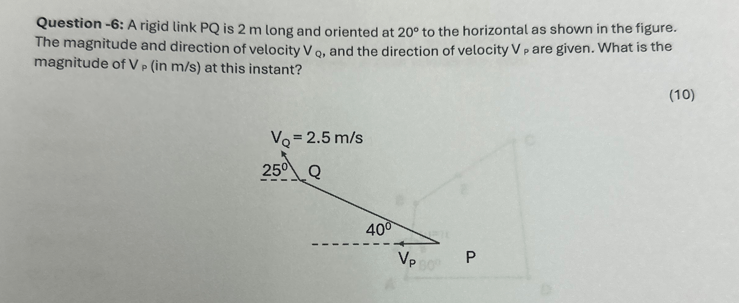 Question - 6 : A rigid link PQ is 2 m long and