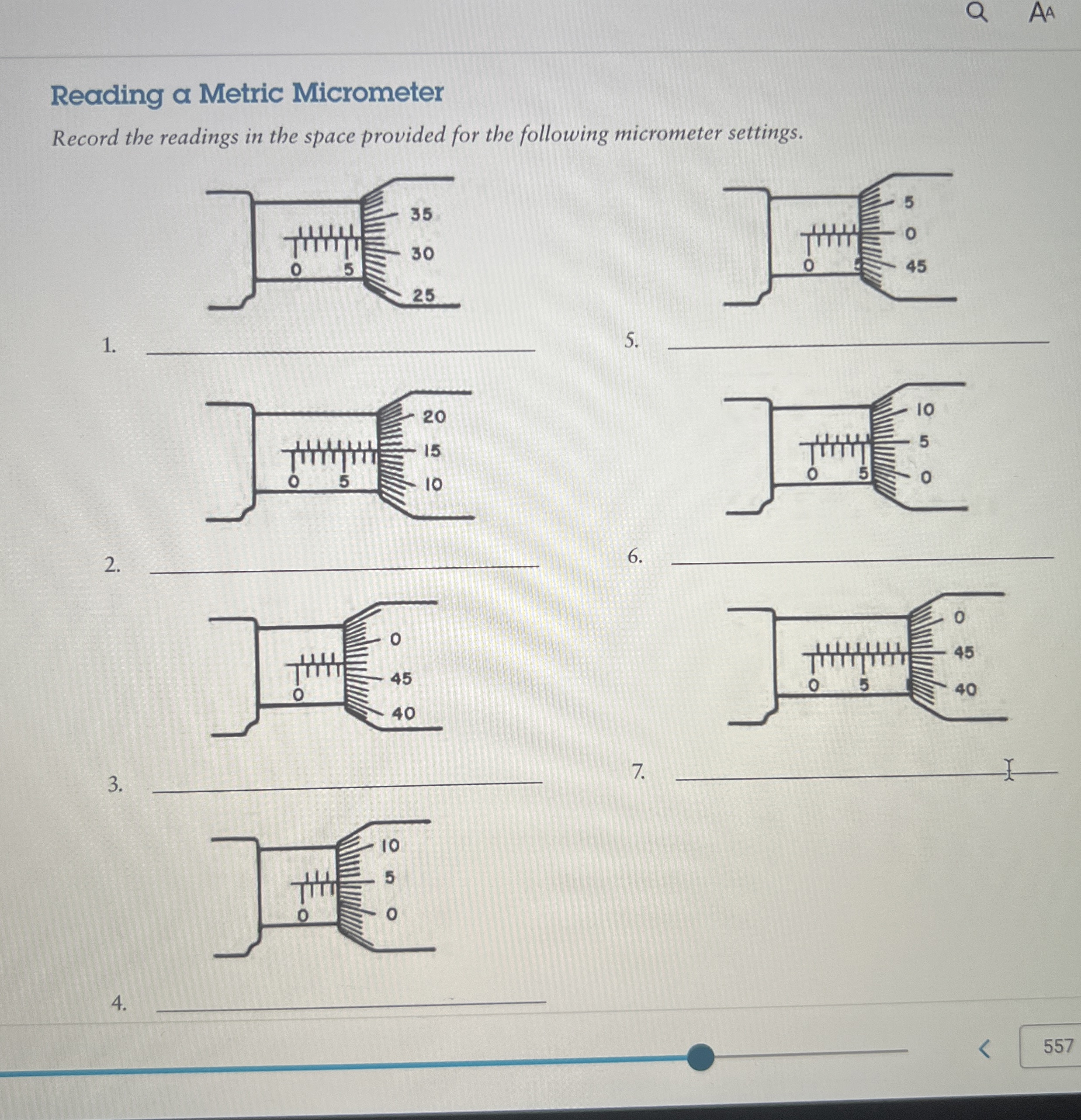 Reading a Metric Micrometer Record the readings