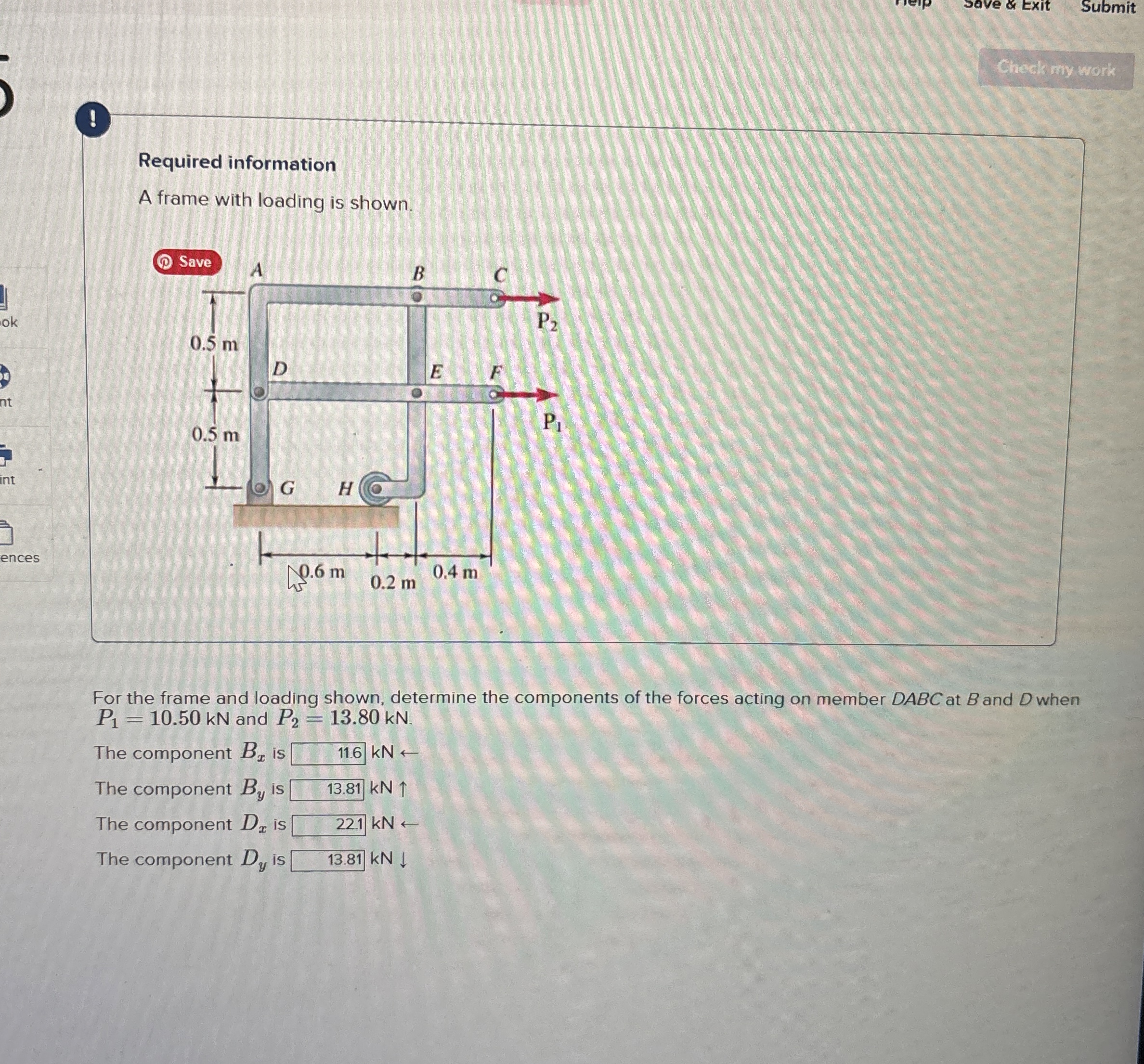 Required information A frame with loading is