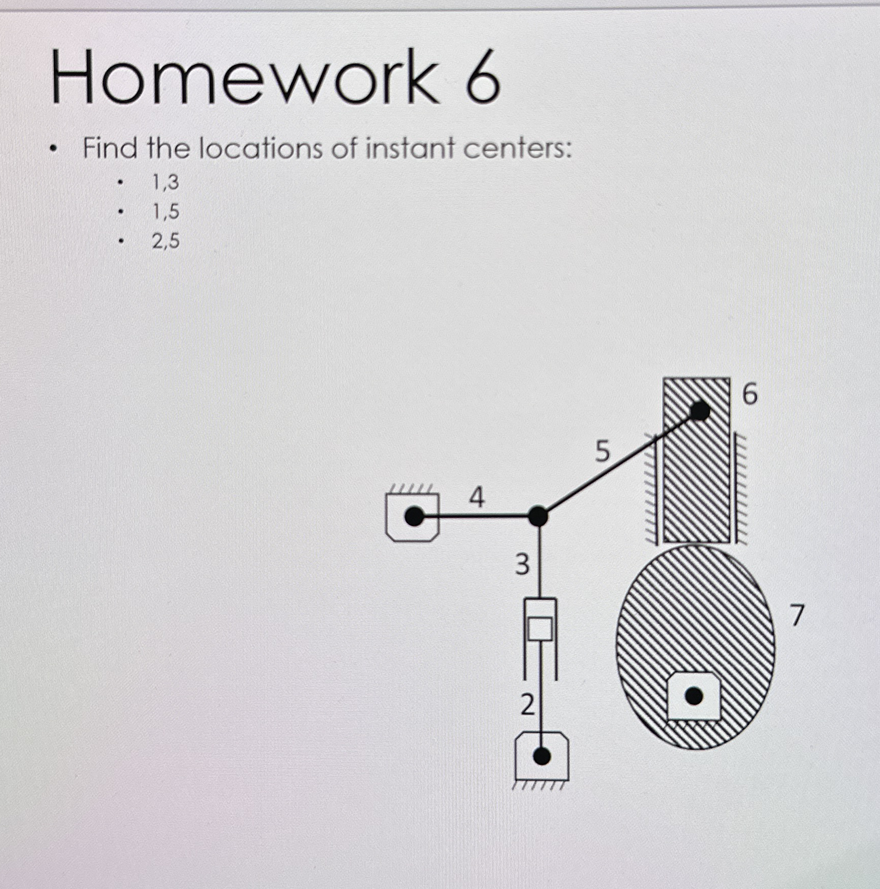 Homework 6 Find the locations of instant centers: