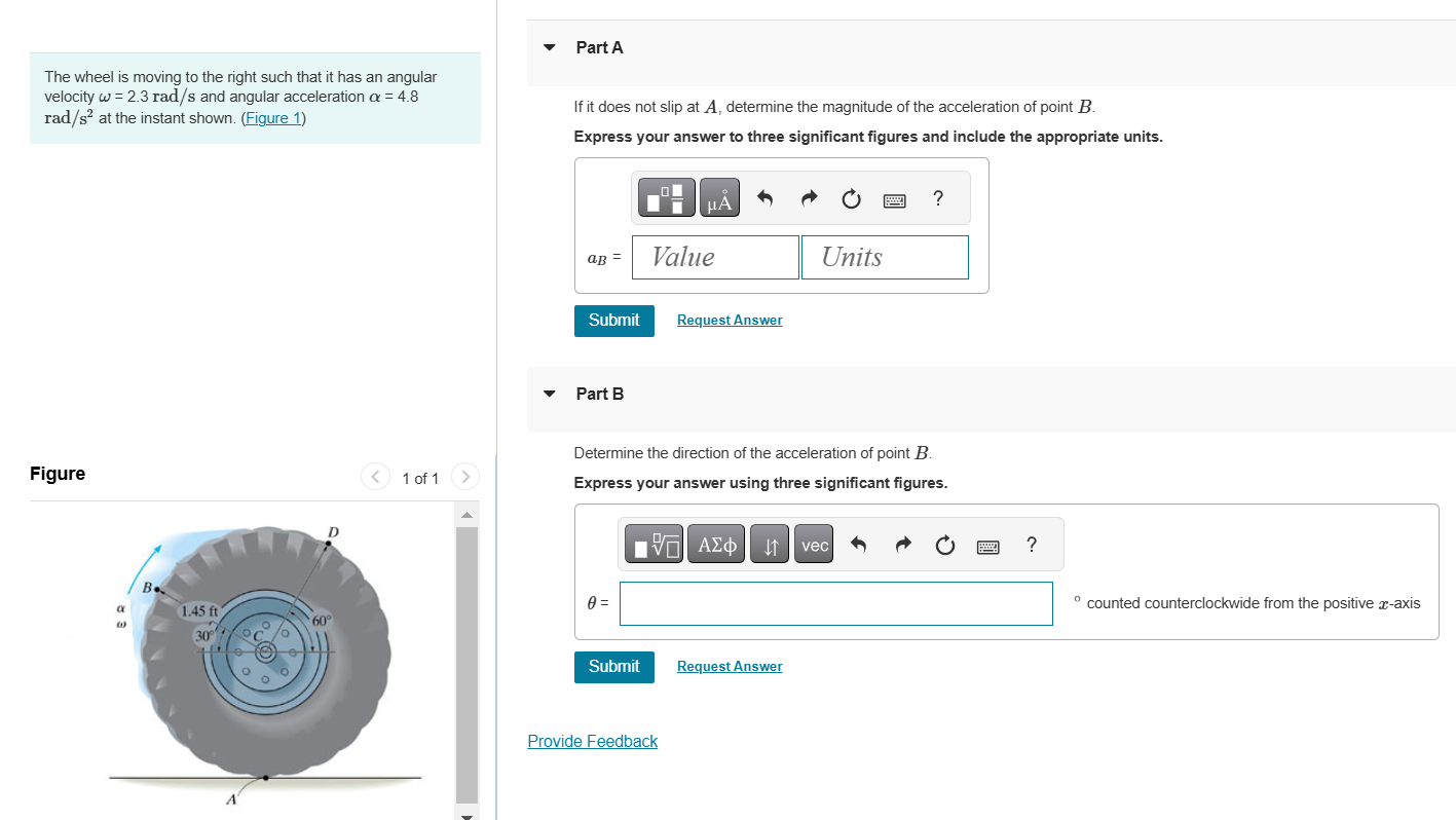 The wheel is moving to the right such that it has