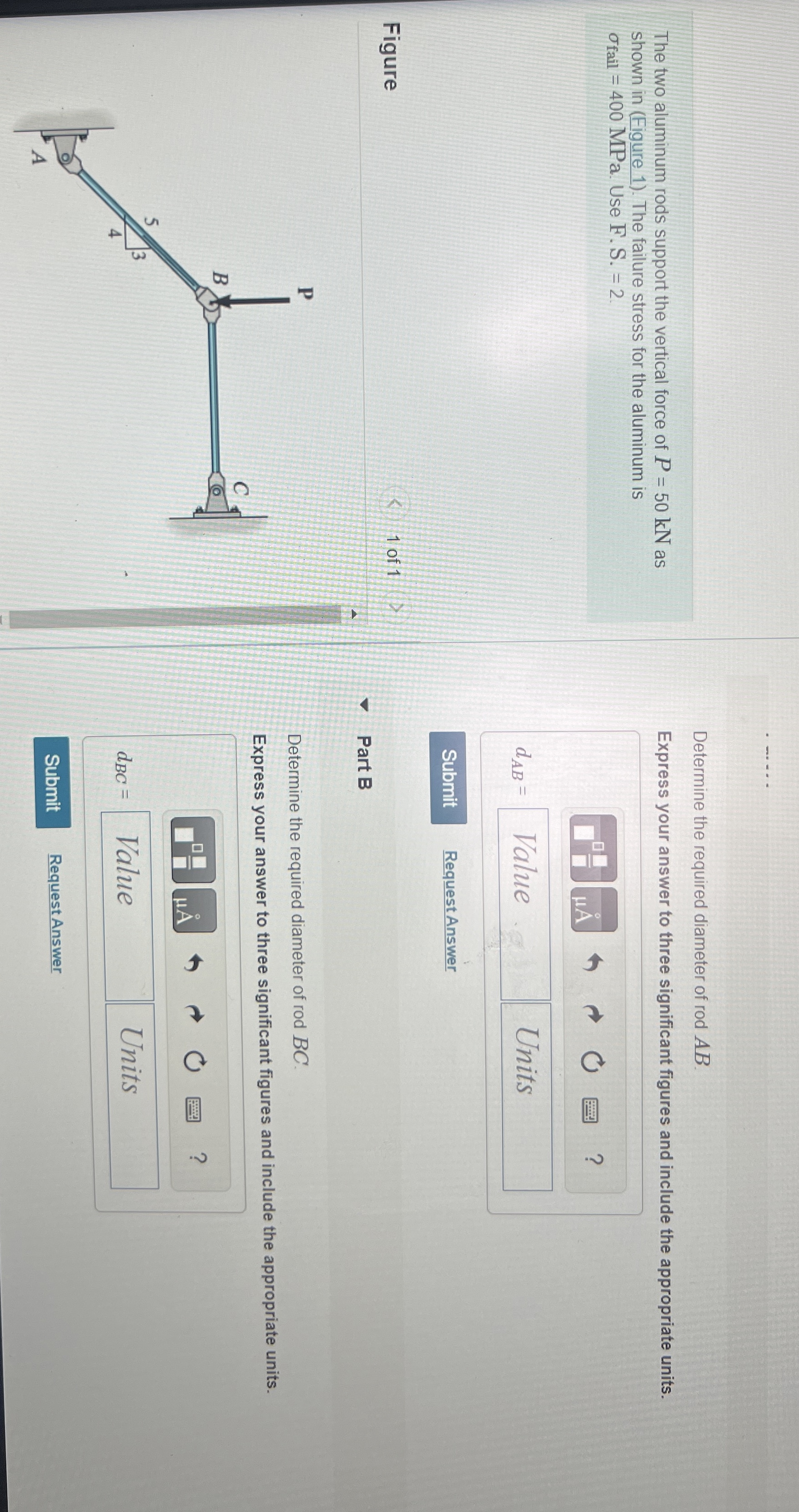 The two aluminum rods support the vertical force