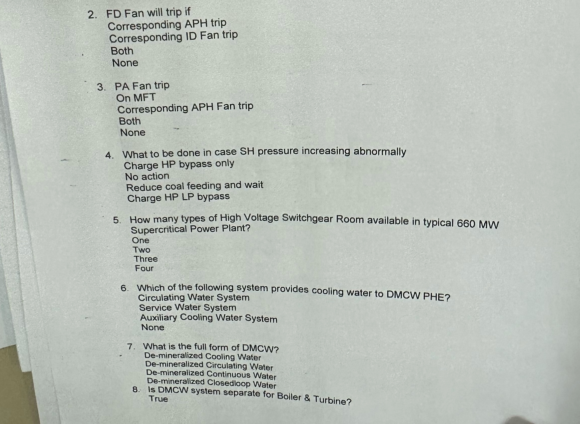 FD Fan will trip if Corresponding APH trip