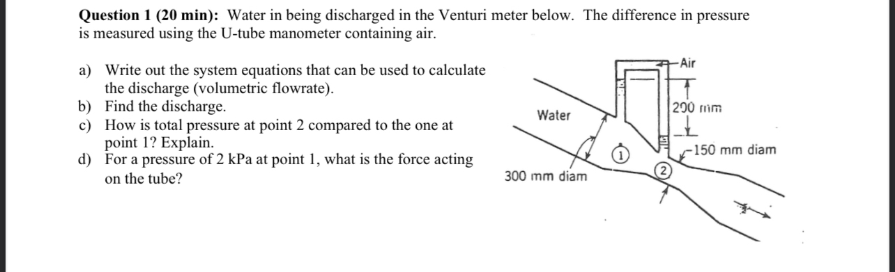 Question 1 ( 2 0 min ) : Water in being