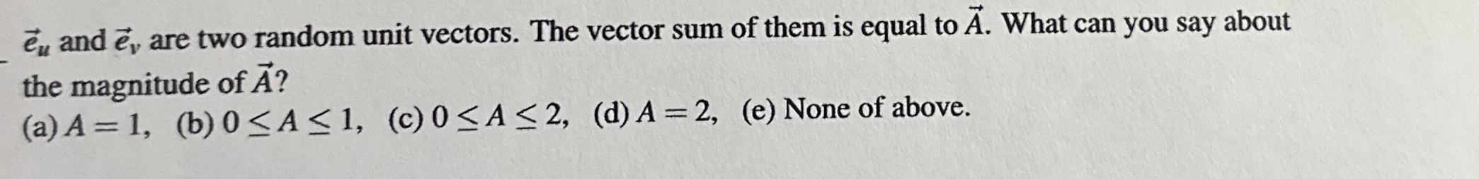 vec ( e ) u and vec ( e ) v are two random unit