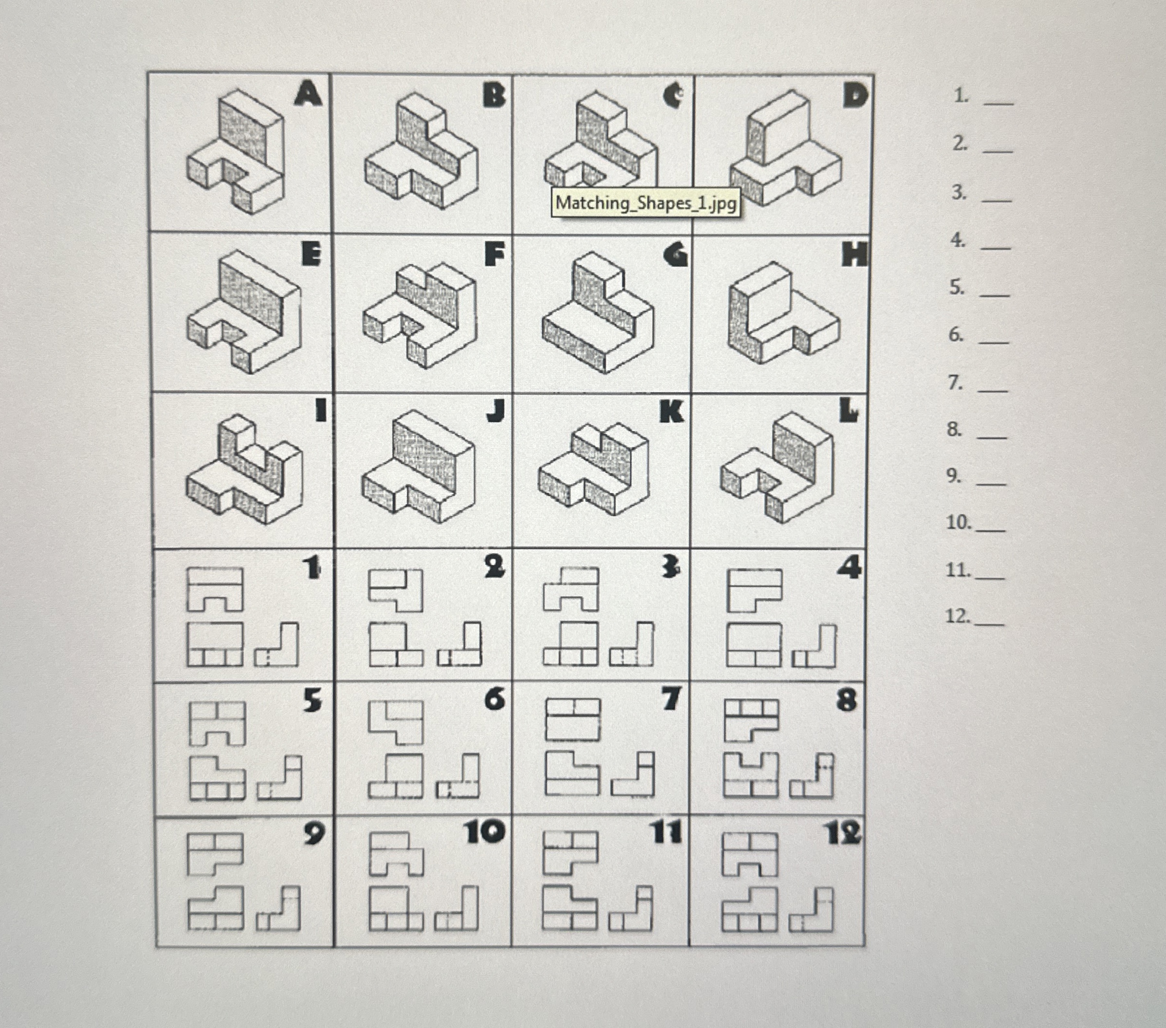 match the following shapes \ table [ [ , , , ] ,