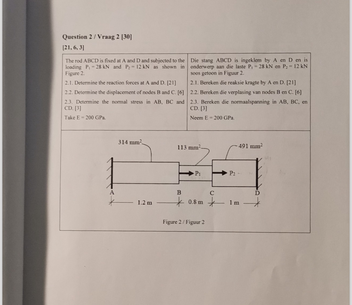 Question 2 ? Vraag 2 [ 3 0 ] [ 2 1 , 6 , 3 ] The