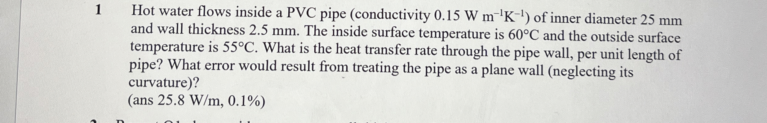 1 Hot water flows inside a PVC pipe (