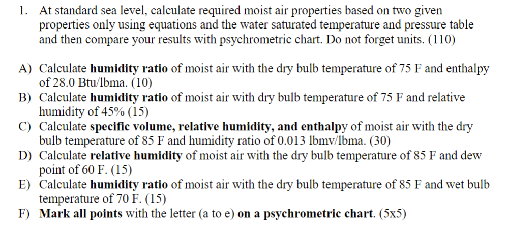 At standard sea level, calculate required moist