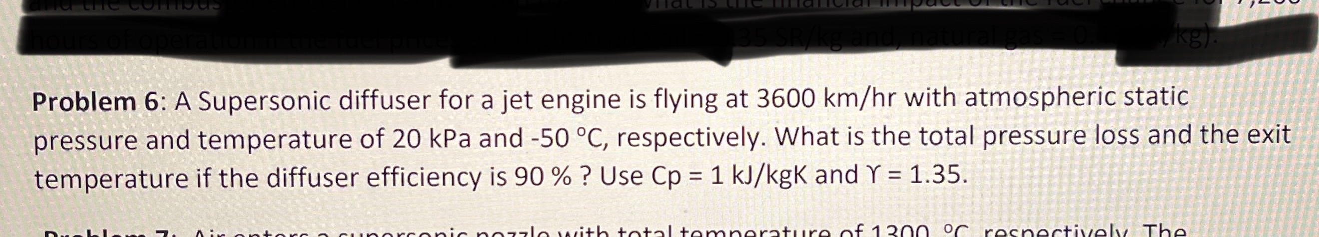 Problem 6 : A Supersonic diffuser for a jet