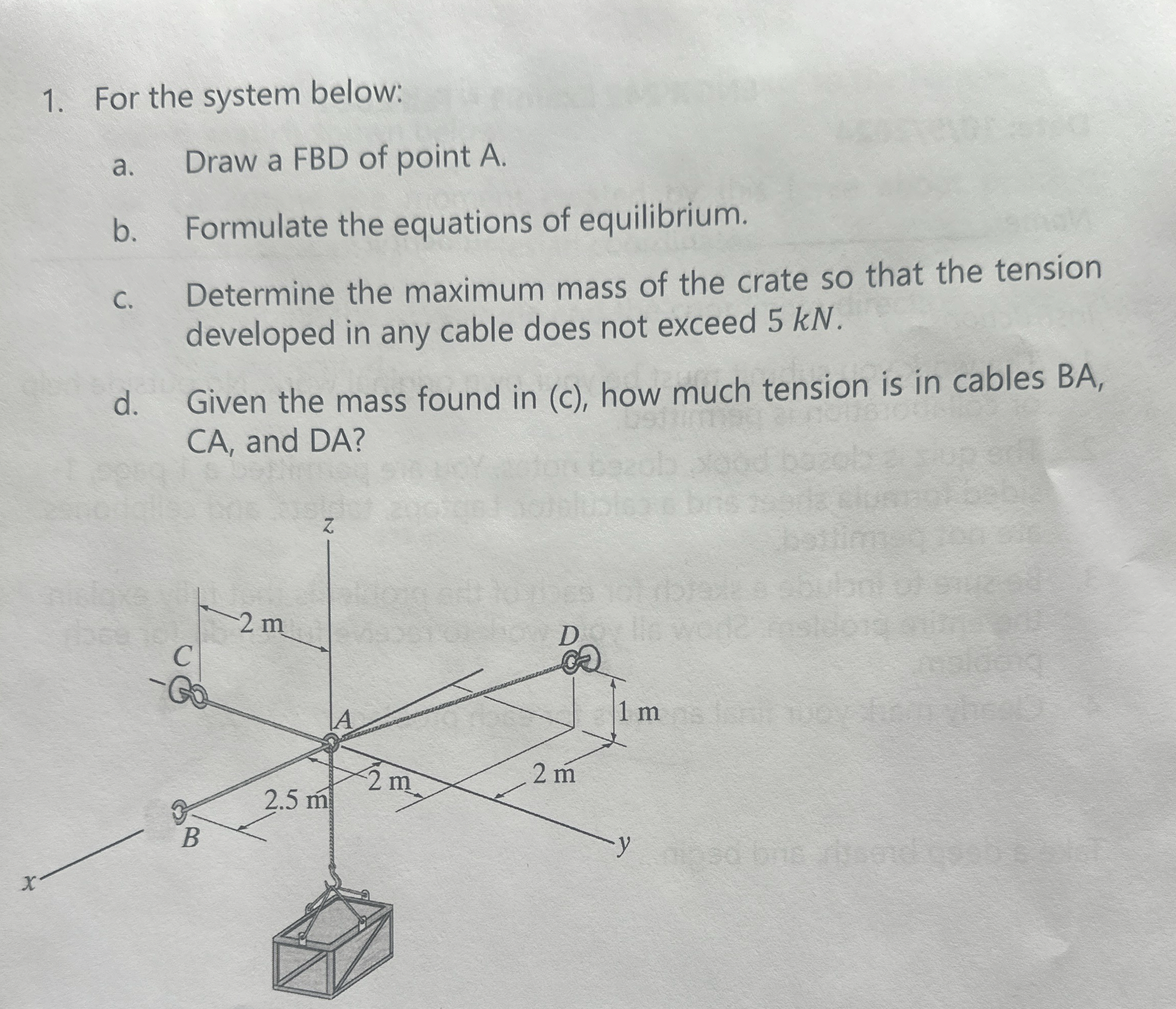 For the system below: a . Draw a FBD of point A .