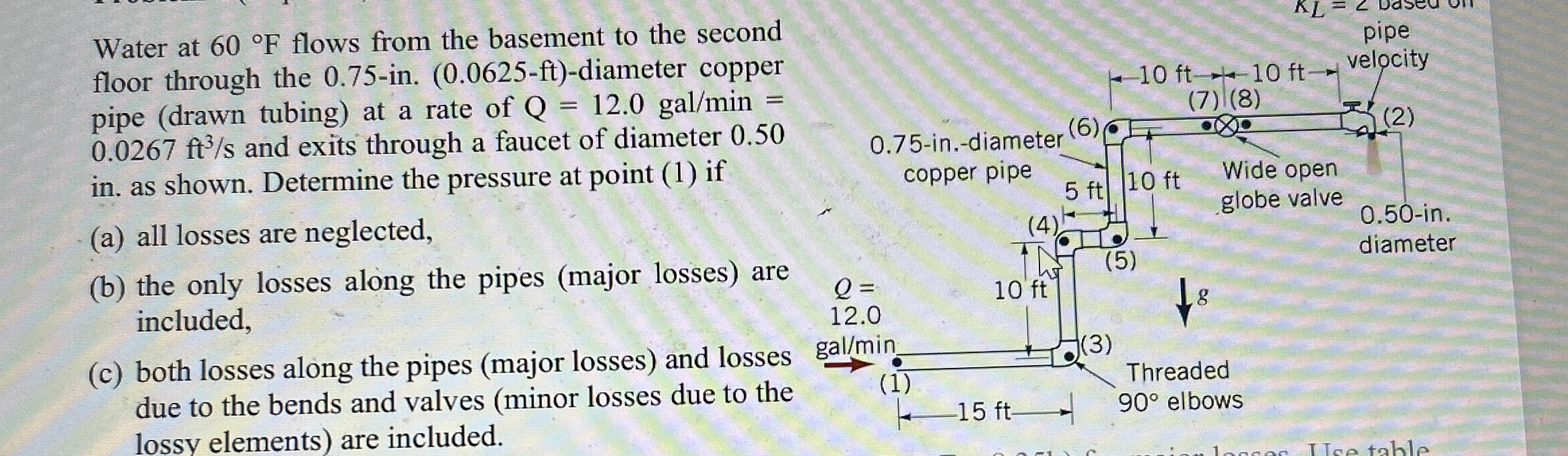 Water at 6 0 F flows from the basement to the