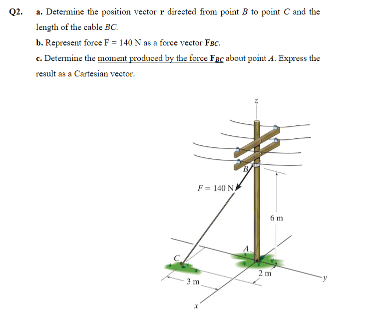 Q 2 . a . Determine the position vector r