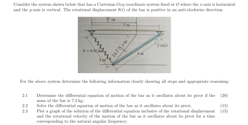 Consider the system shown below that has a