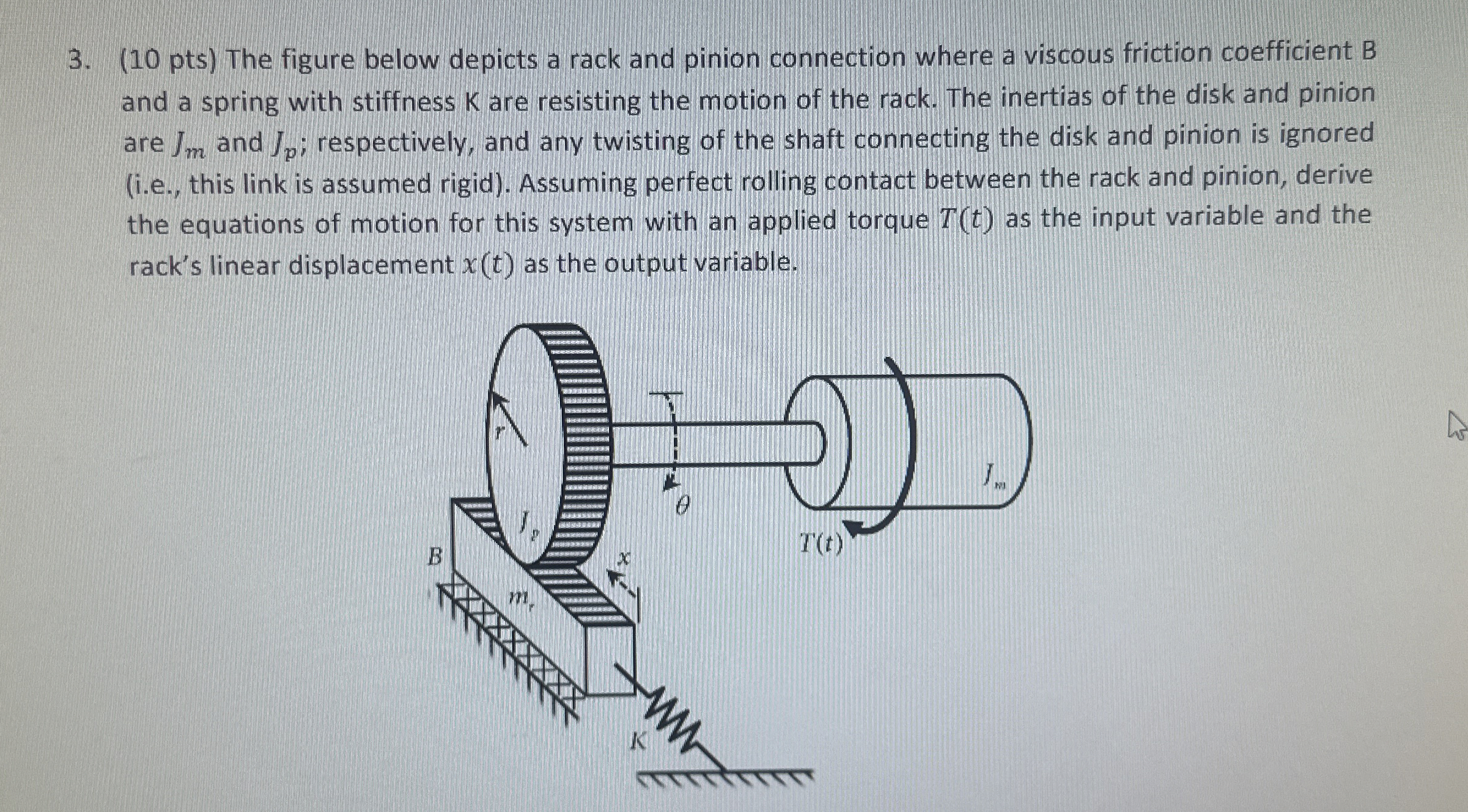 ( 1 0 pts ) The figure below depicts a rack and