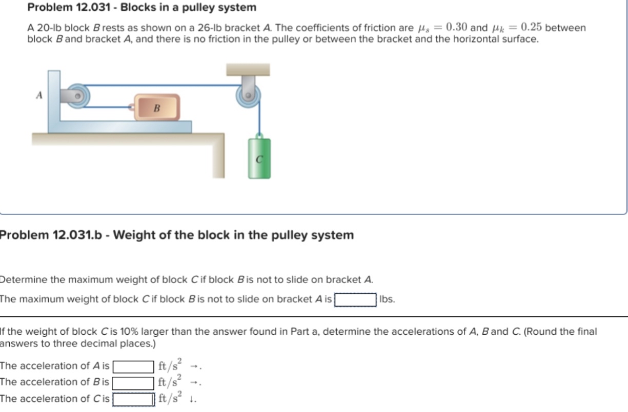 Problem 1 2 . 0 3 1 - Blocks in a pulley system A