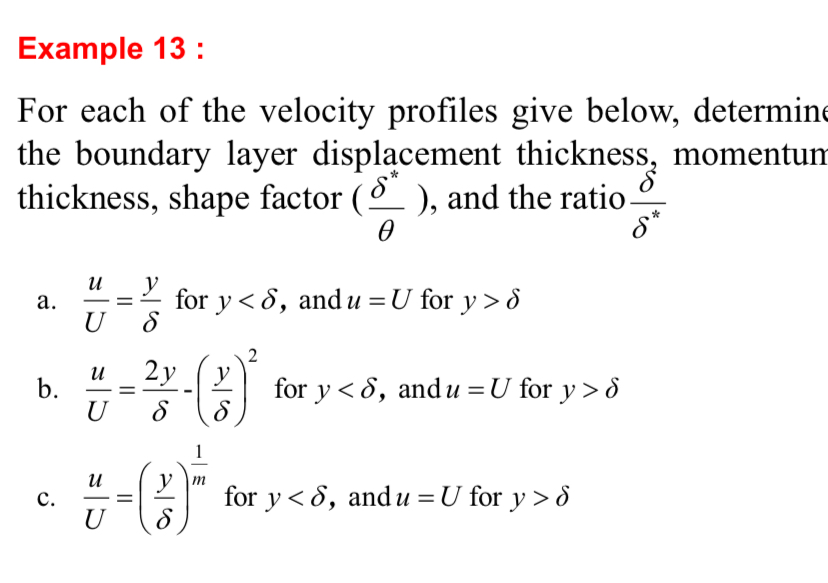 Example 1 3 : For each of the velocity profiles