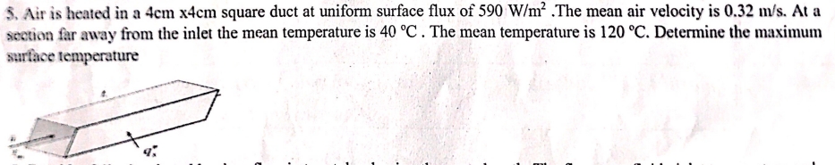 Air is heated in a 4 c m 4 c m square duct at