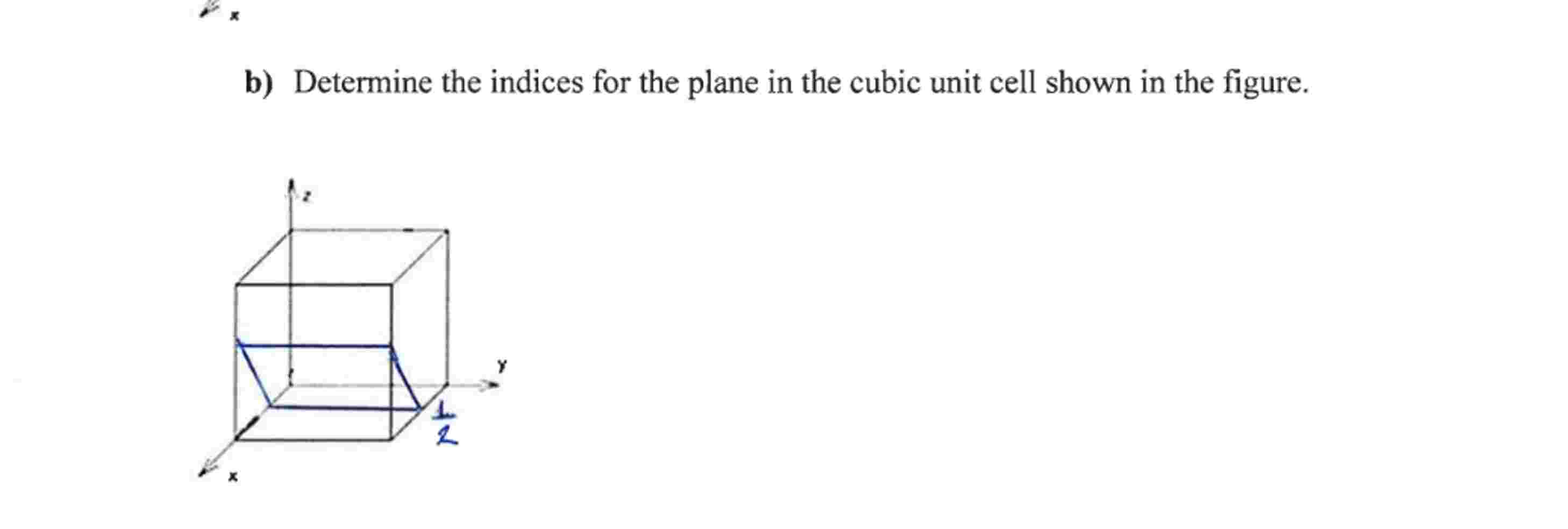 b ) Determine the indices for the plane in the
