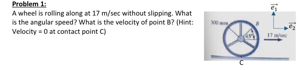 Problem 1 : A wheel is rolling along at 1 7 m s e