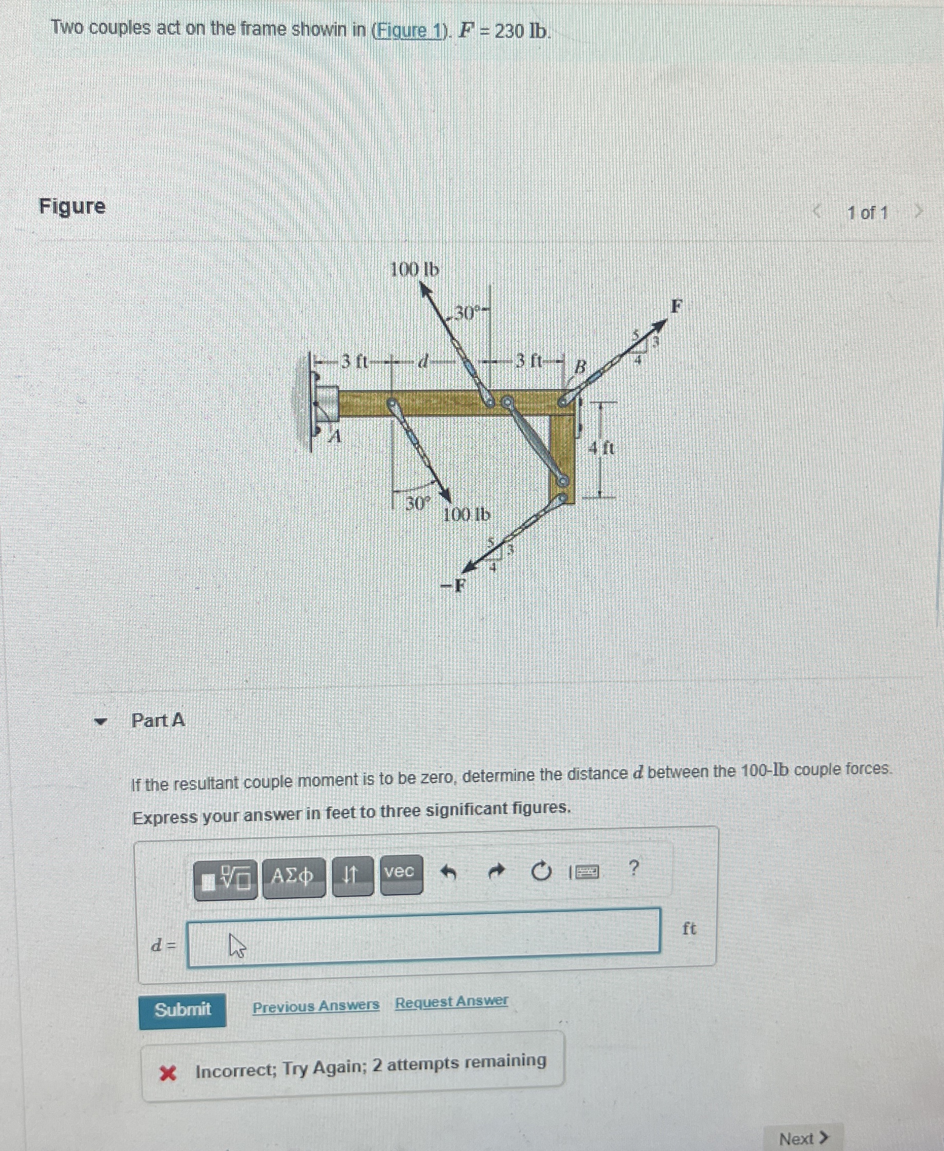 Two couples act on the frame showin in ( Figure 1