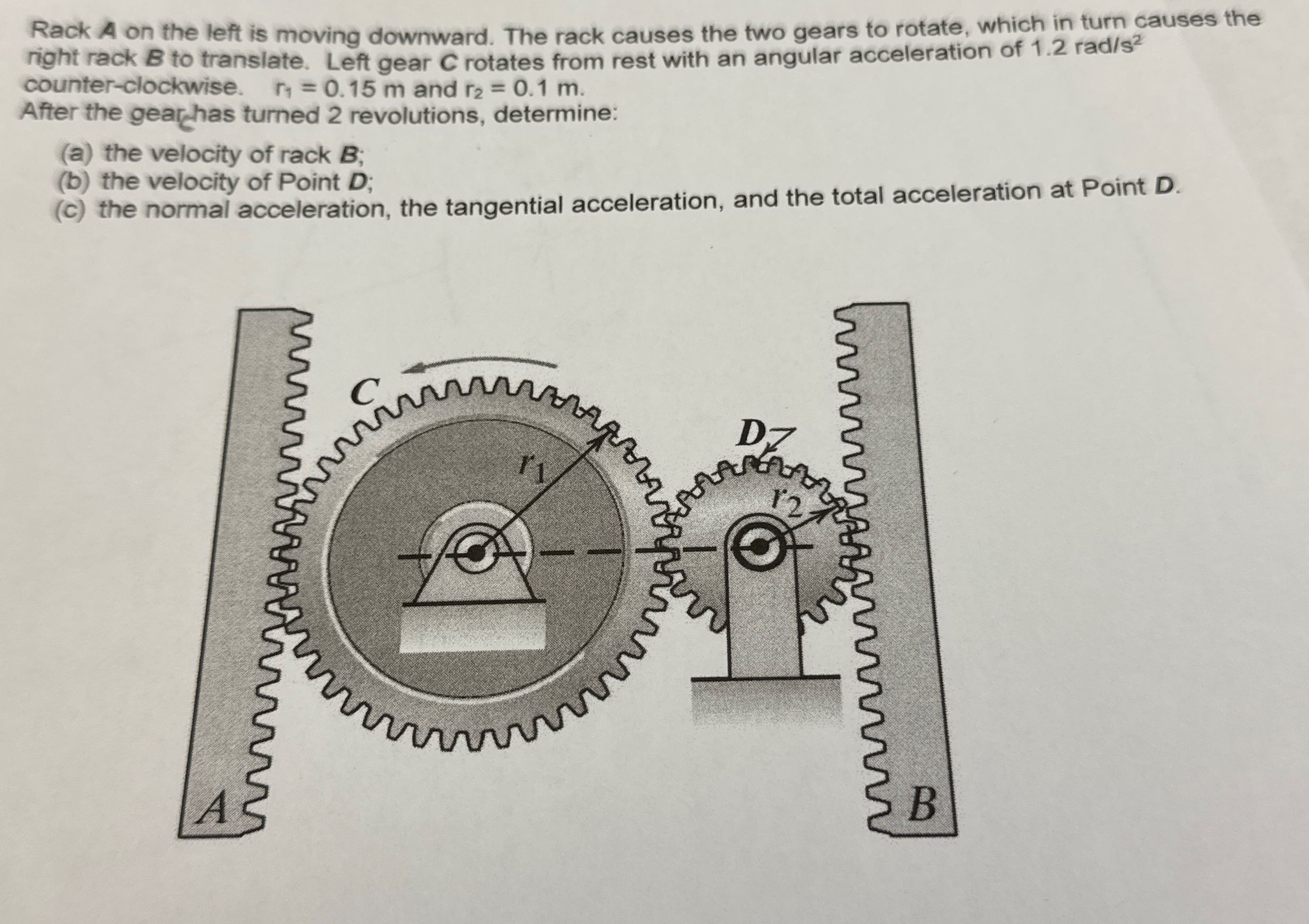 Rack A on the left is moving downward. The rack