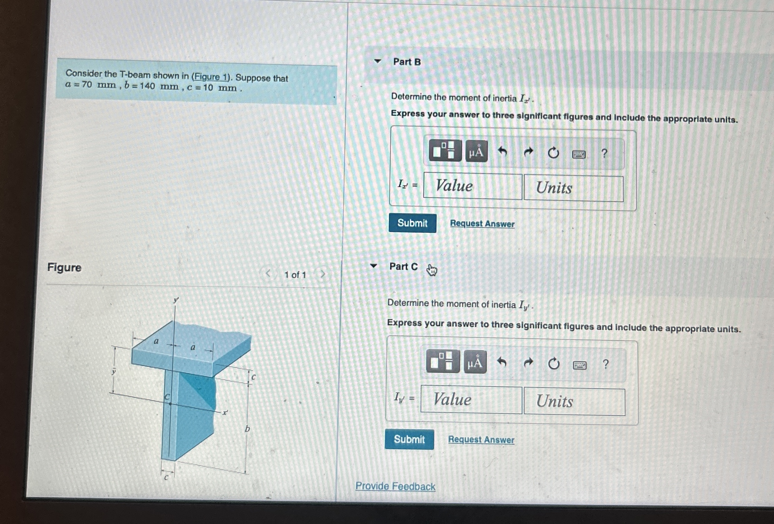 Consider the T - beam shown in ( Figure 1 ) .