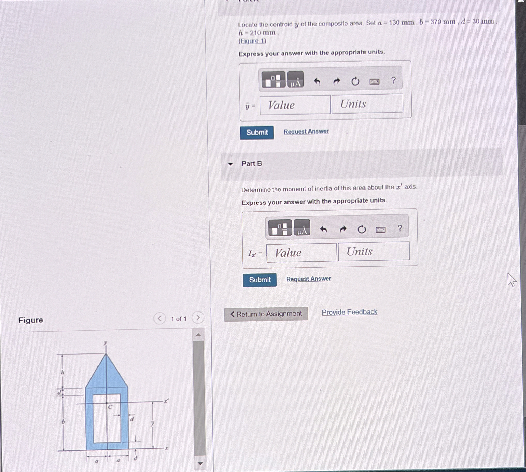 Locate the centroid ? b a r ( y ) of the