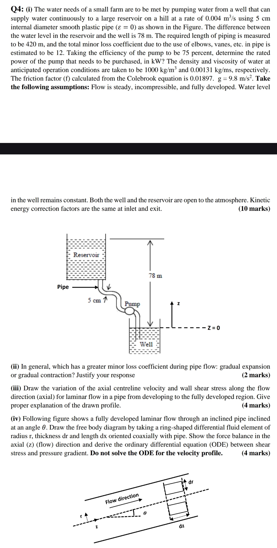 Q 4 : ( i ) The water needs of a small farm are