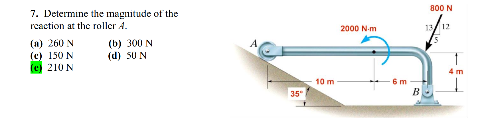 7 . Determine the magnitude of the reaction at