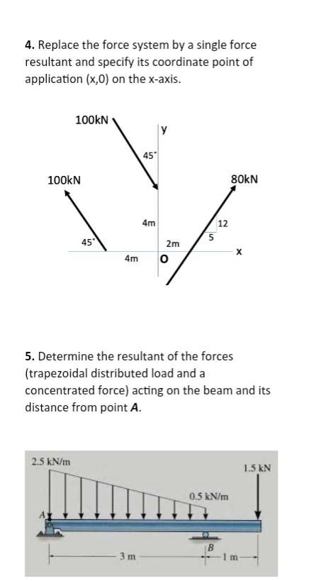Replace the force system by a single force