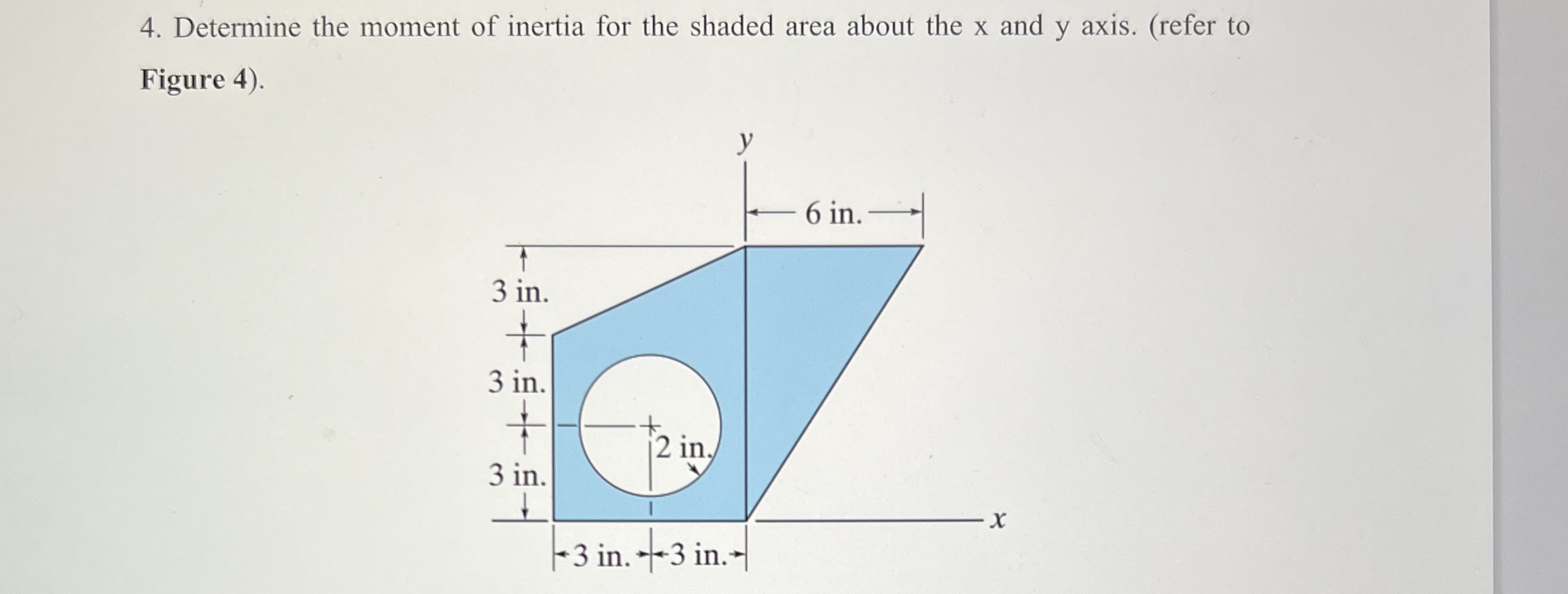 Determine the moment of inertia for the shaded