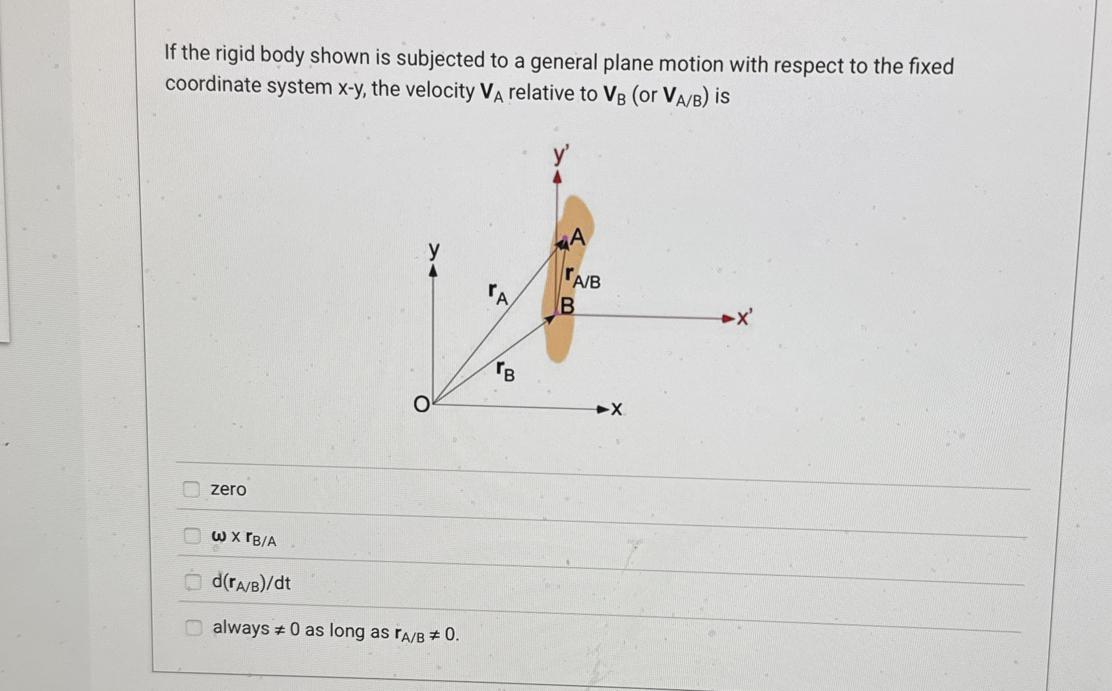 If the rigid body shown is subjected to a general