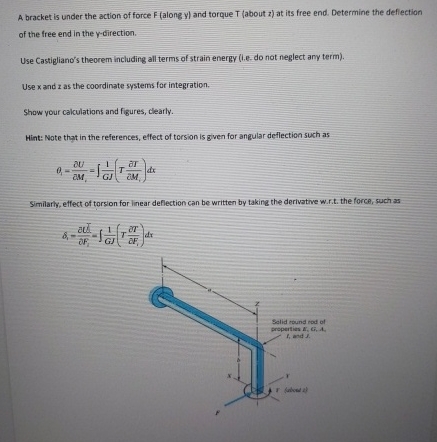 A bracket is under the action of force F ( along
