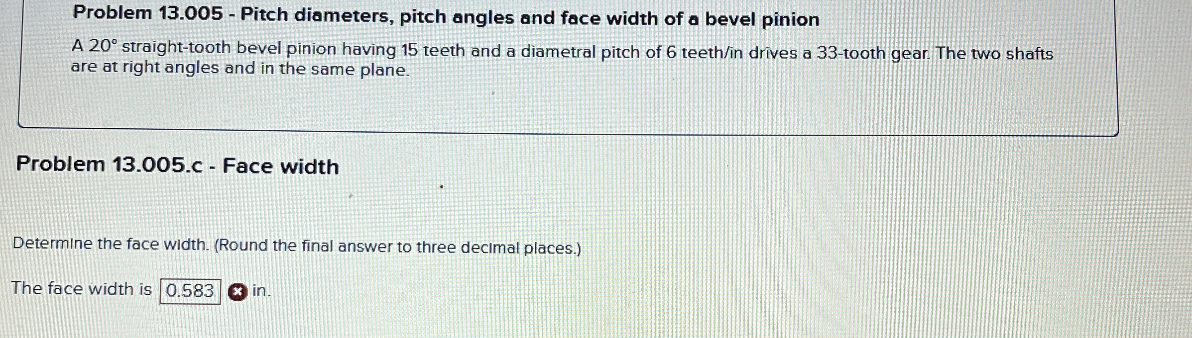 Problem 1 3 . 0 0 5 - Pitch diameters, pitch