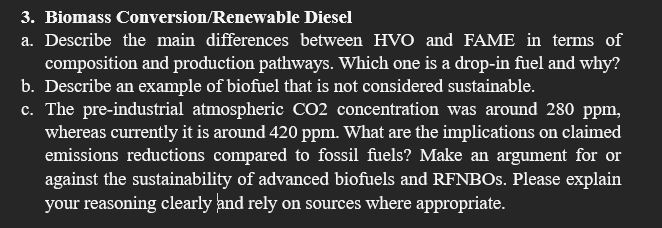Biomass Conversion / Renewable Diesel a .