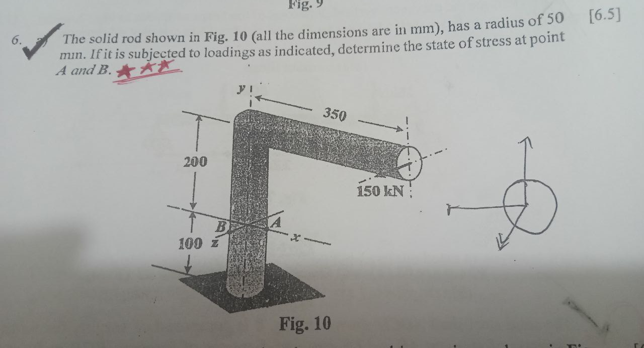 6 . The solid rod shown in Fig. 1 0 ( all the
