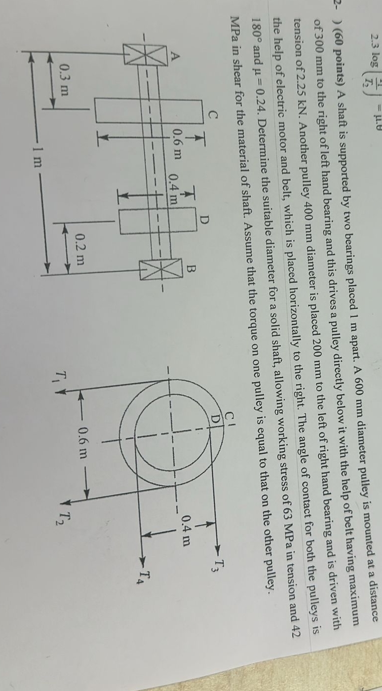 2 - ) ( 6 0 points ) A shaft is supported by two