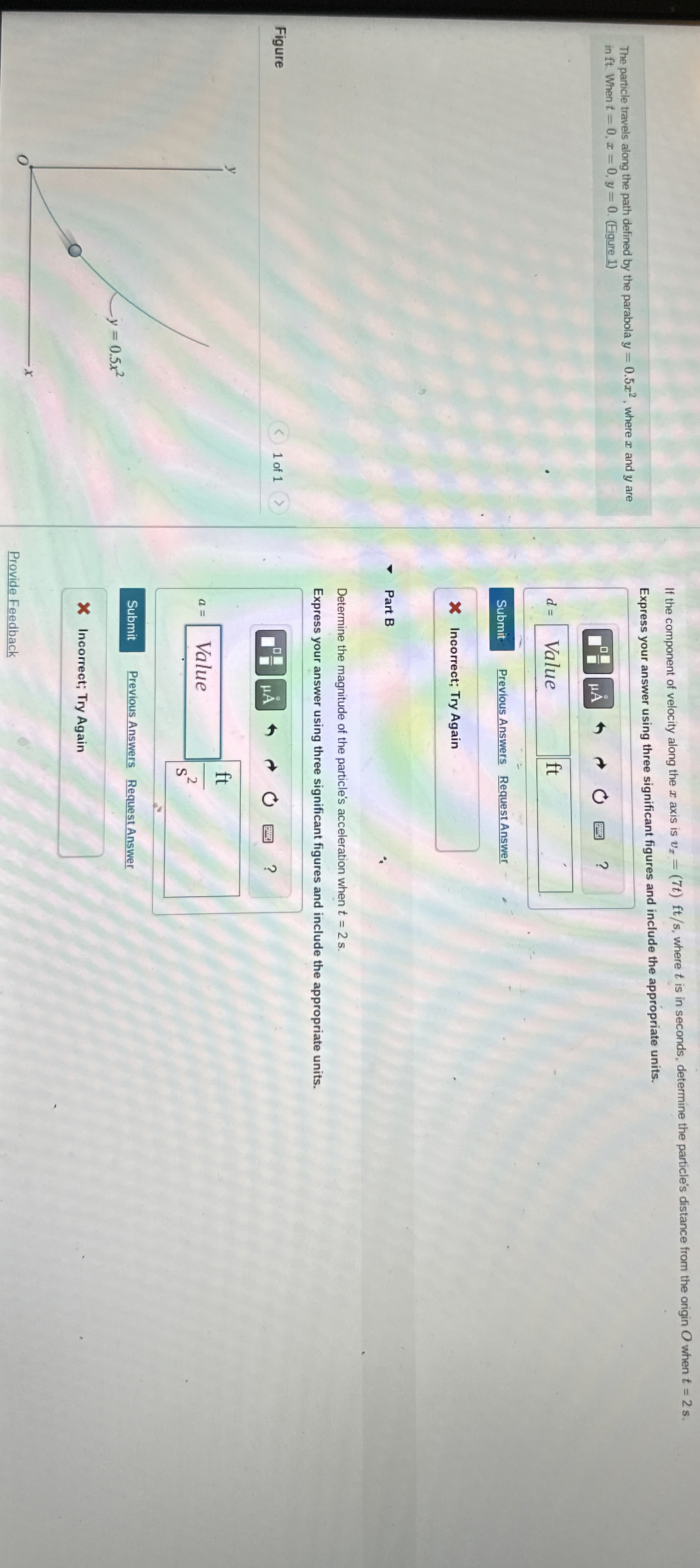 The particle travels along the path defined by