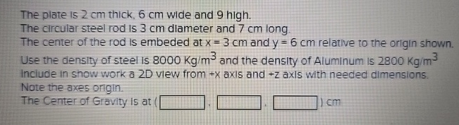 The plate 1 s 2 cm thick, 6 cm wide and 9 high.