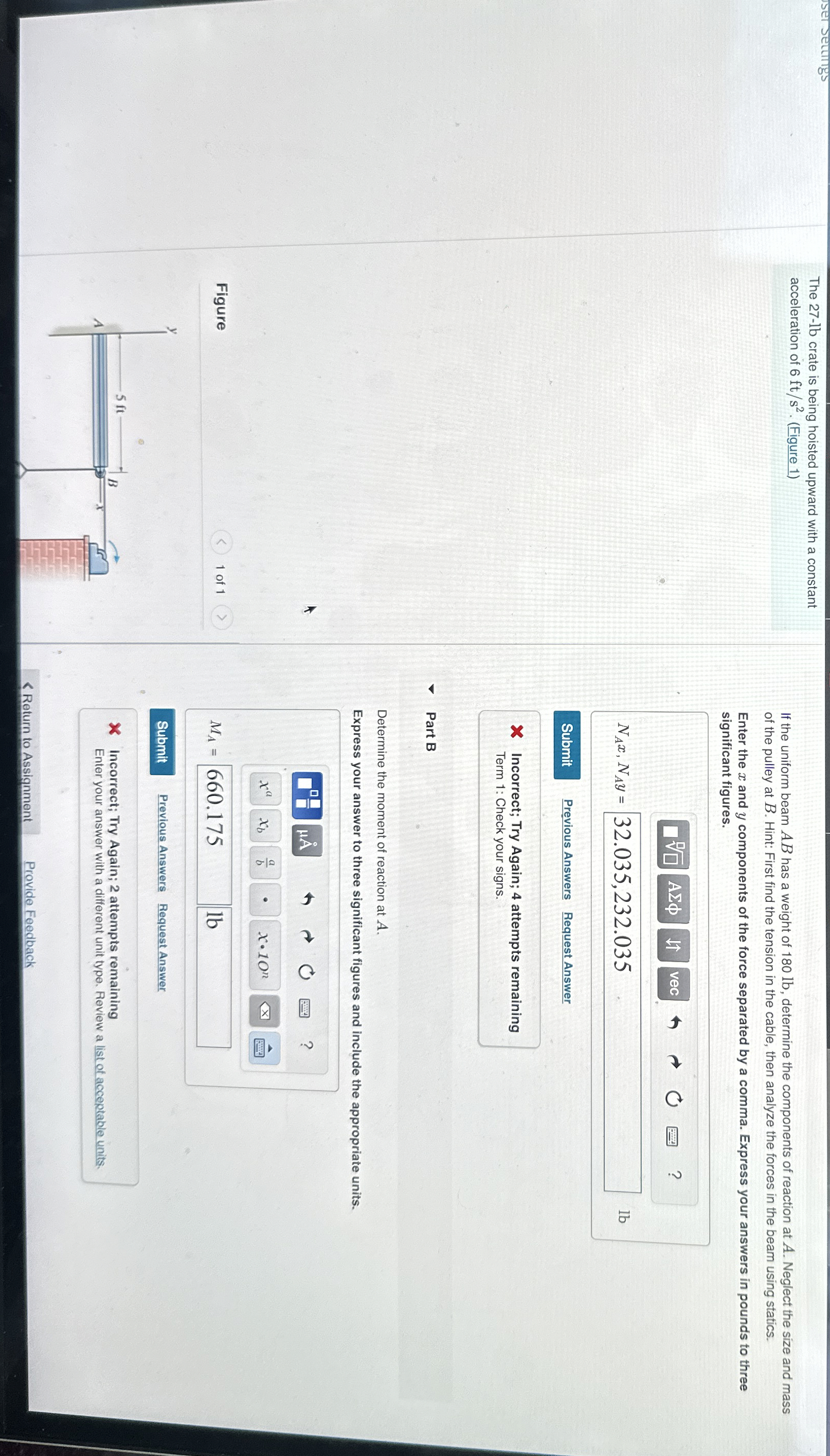 The 2 7 - lb crate is being hoisted upward with a