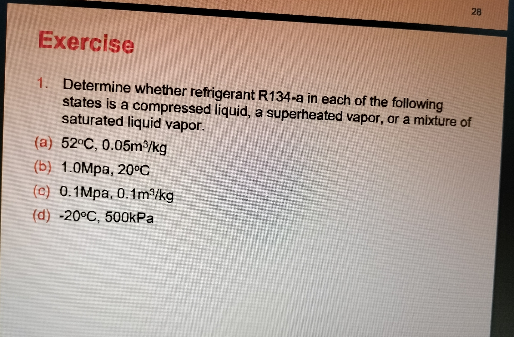 2 8 Exercise Determine whether refrigerant R 1 3