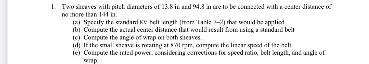 Two sheaves with pitch diameters of 1 3 . 8 in