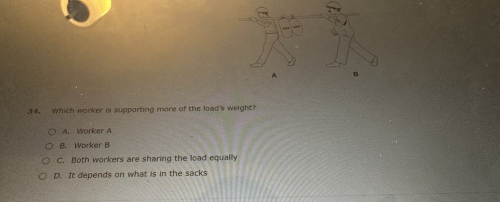 3 4 . Which worker is supporting more of the
