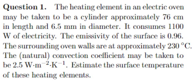 The heating element in an electric oven Question